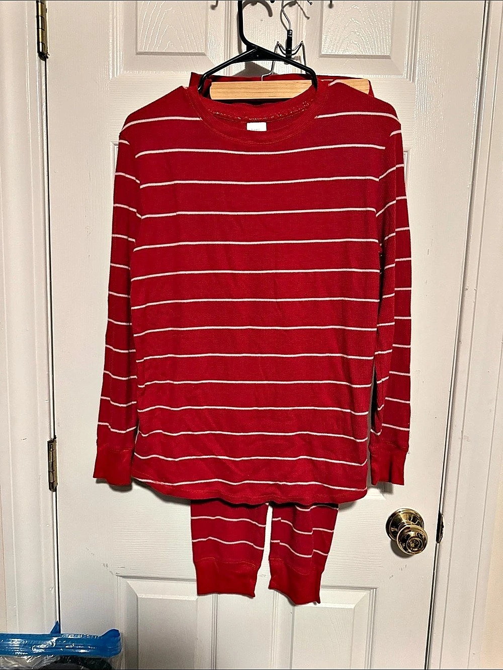 Stars Above Red & White Striped Thermal Pajama Set Medium
